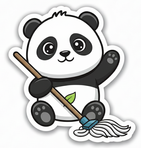 Cute panda cleaning illustration