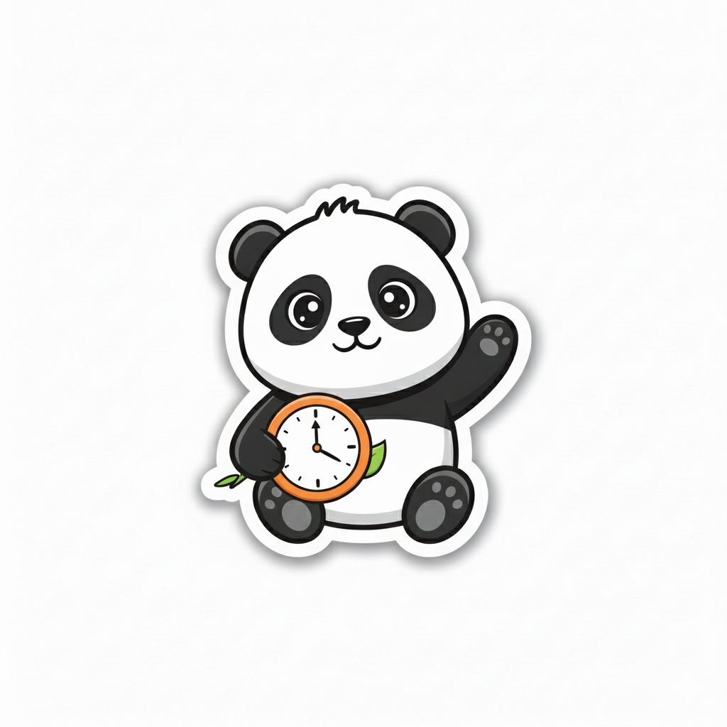 Cute panda time series illustration